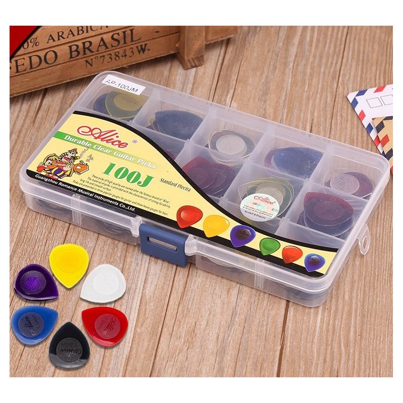 ALICE AP-100JM Caja de 100 picks para guitarra