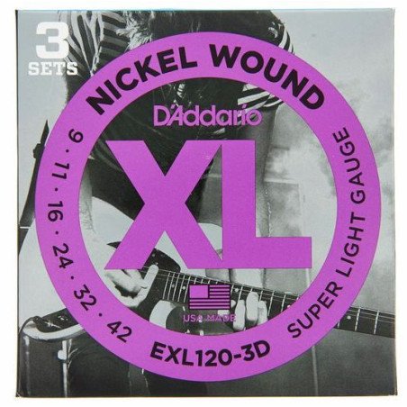 D'ADDARIO EXL120-3D Pack de 3 Encordados para guitarra eléctrica