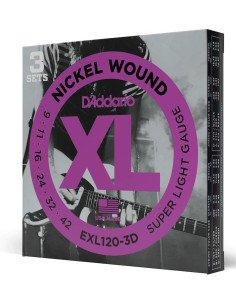 D'ADDARIO EXL120-3D Pack de 3 Encordados para guitarra eléctrica