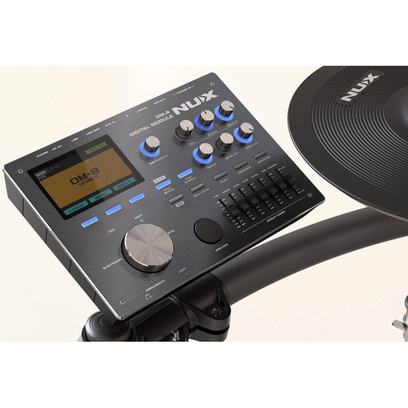 Batería electrónica Nux Dm-8 con pads de malla y soporte hats