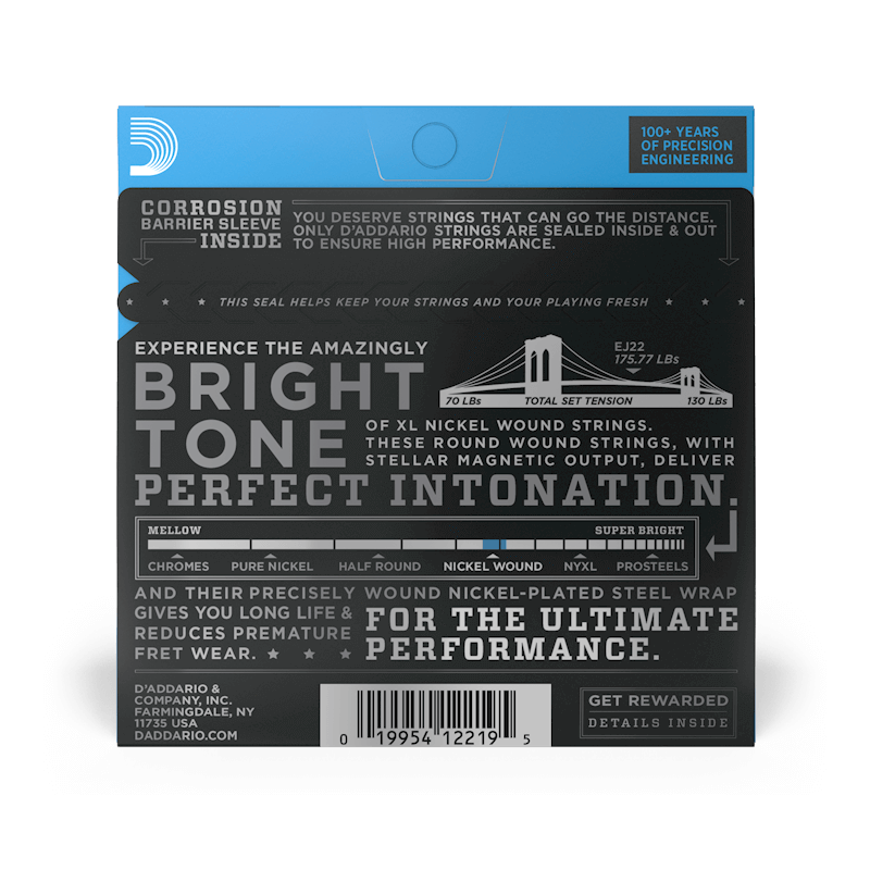 D'ADDARIO EJ22 Jazz Medium: Cuerdas de Guitarra de Calidad Superior para Jazz