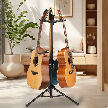 GUITTO GGS-06T Soporte plegable para 3 guitarras