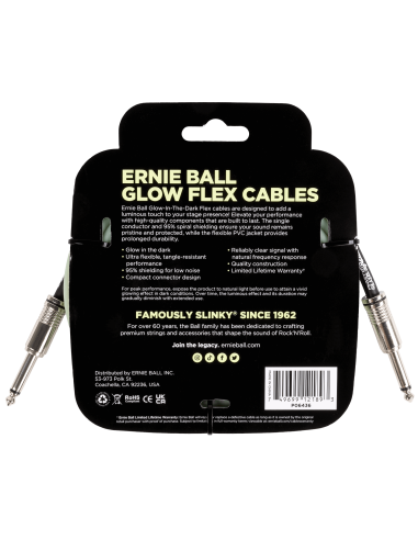 Cable Ernie Ball P06436 3 m Glow para guitarra