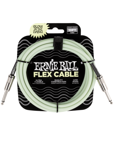 Cable Ernie Ball P06436 3 metros Glow in the Dark para guitarra y bajo